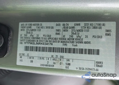 2024 Ford F-150 Stx from USA, damaged, VIN 1FTFW2L56RKE34176